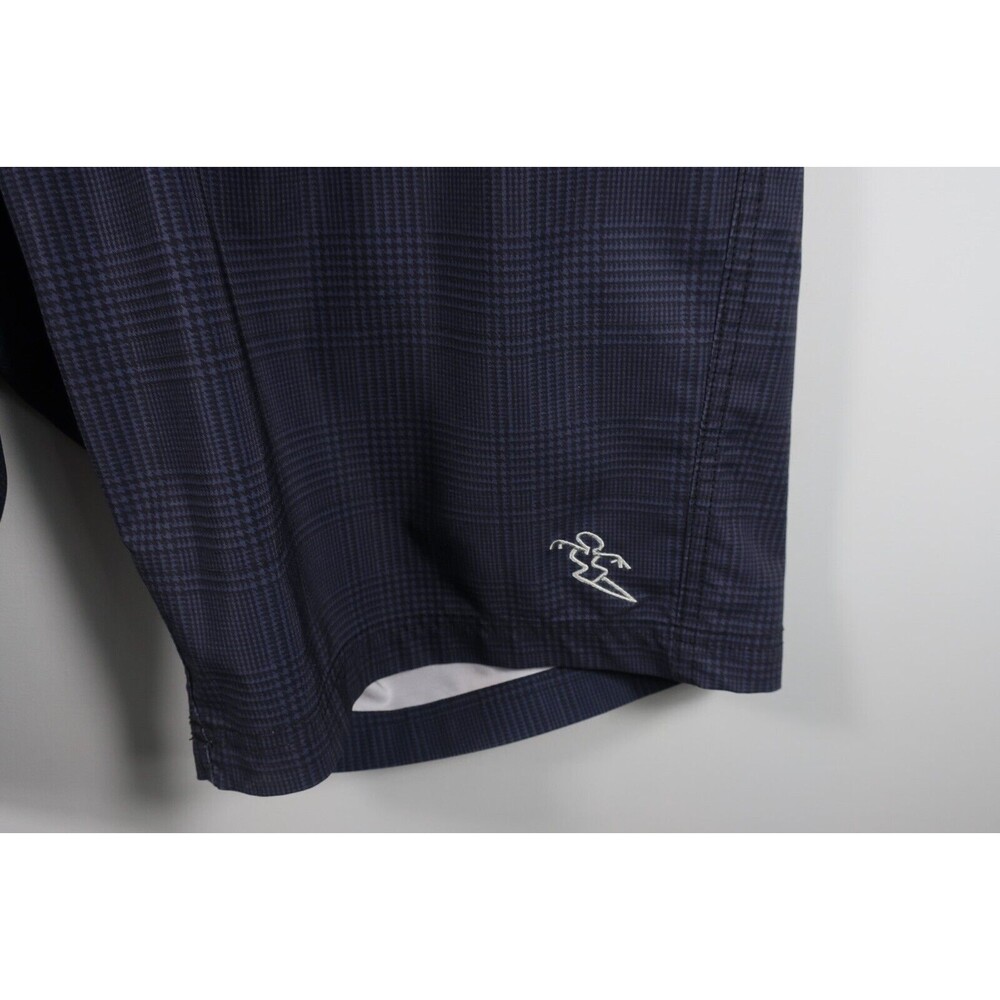 Da Hui Board Shorts Black Blue Plaid Houndstooth Hawaiian Surf Swim Trunks 38 - Picture 3 of 8